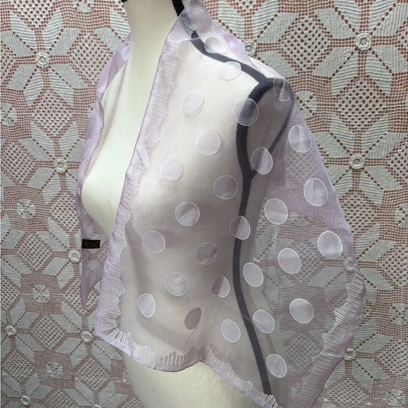 Vintage Lavender Sheer Polka Dot Scarf Japan - Picture 3 of 7